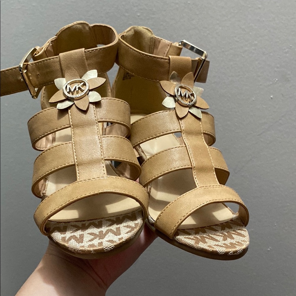 Michael Kors Tan Gladiator Sandals with Metal Embellishments